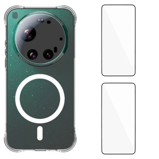 Xiaomi 17 Ultra 5G – Magnetische transparente Handyhülle aus gehärtetem Glas und TPU, mit Displayschutz