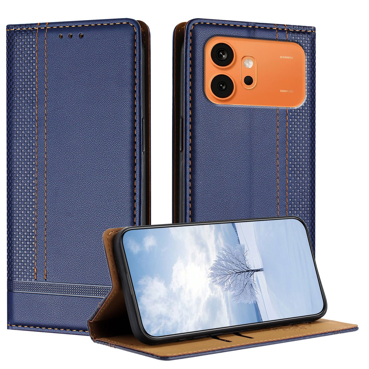 For Honor 600 Pro 5G / Honor 600 5G Case L-Shaped Grid Pattern Leather Stand Phone Cover with Card Slots