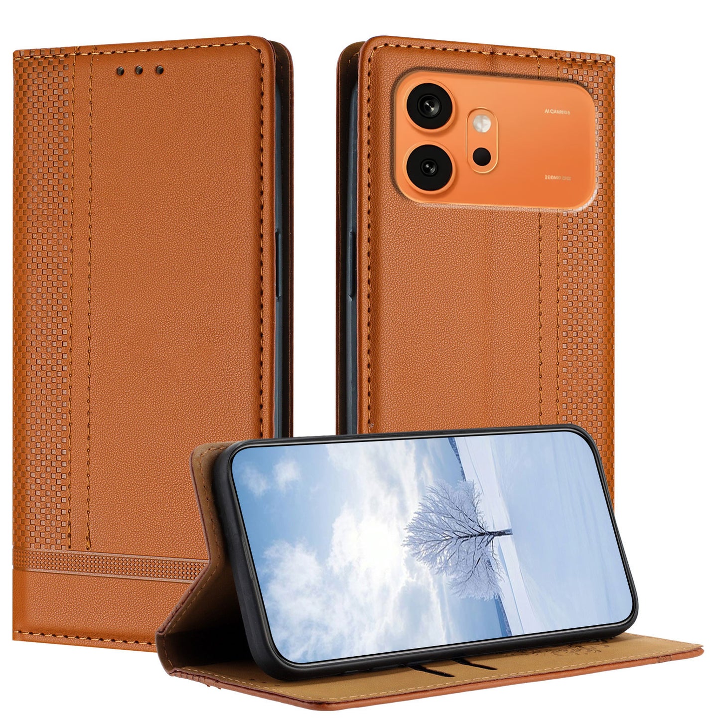 For Honor 600 Pro 5G / Honor 600 5G Case L-Shaped Grid Pattern Leather Stand Phone Cover with Card Slots