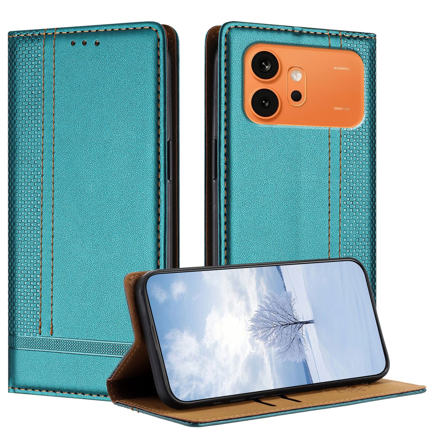 For Honor 600 Pro 5G / Honor 600 5G Case L-Shaped Grid Pattern Leather Stand Phone Cover with Card Slots