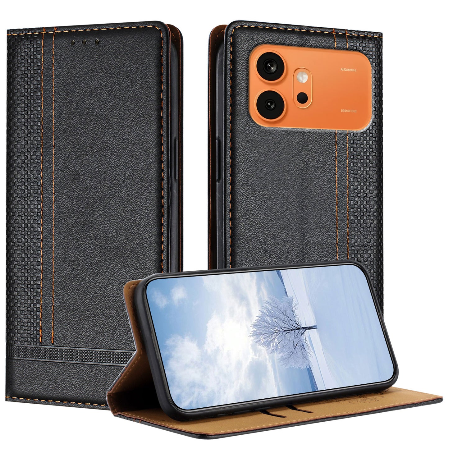 For Honor 600 Pro 5G / Honor 600 5G Case L-Shaped Grid Pattern Leather Stand Phone Cover with Card Slots