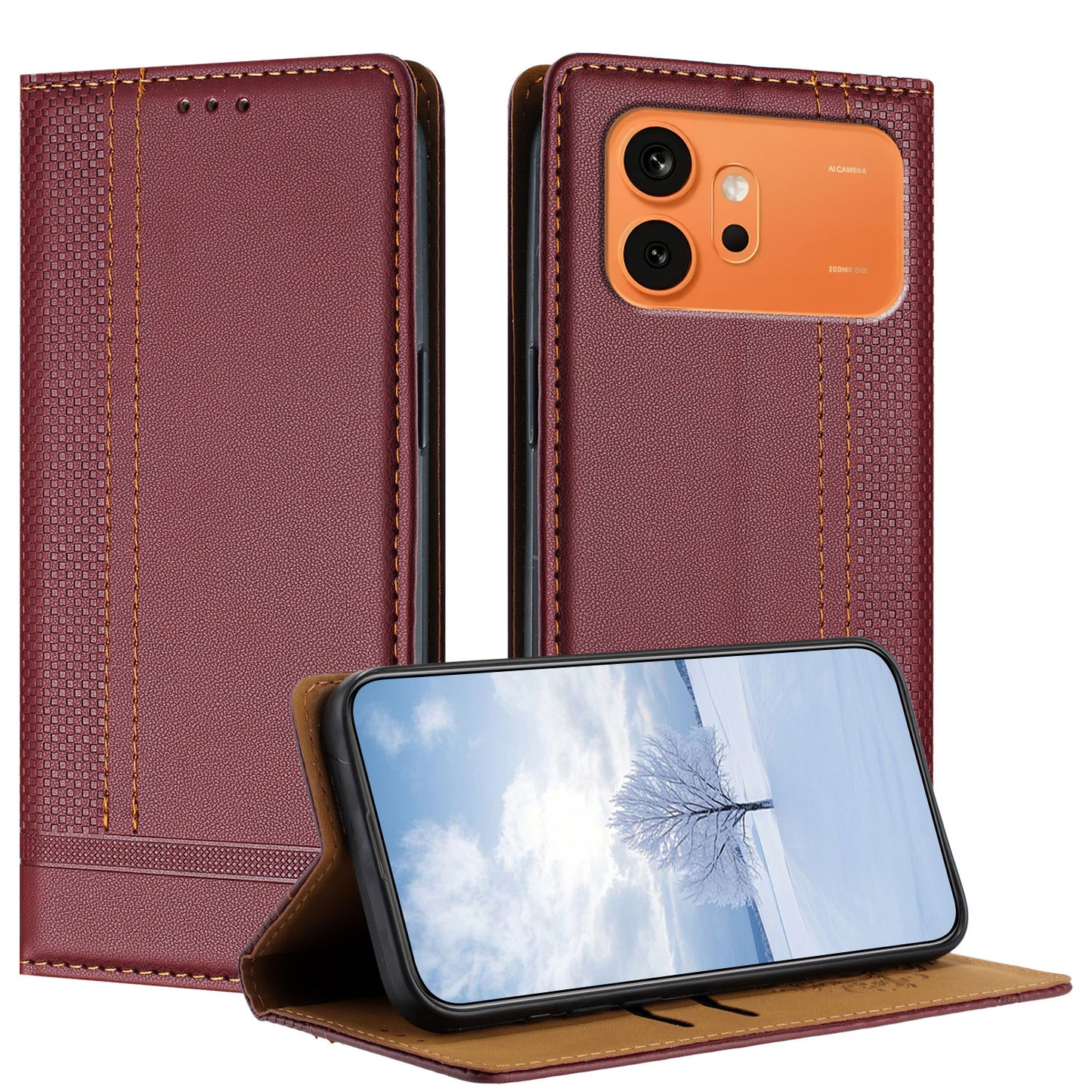 For Honor 600 Pro 5G / Honor 600 5G Case L-Shaped Grid Pattern Leather Stand Phone Cover with Card Slots