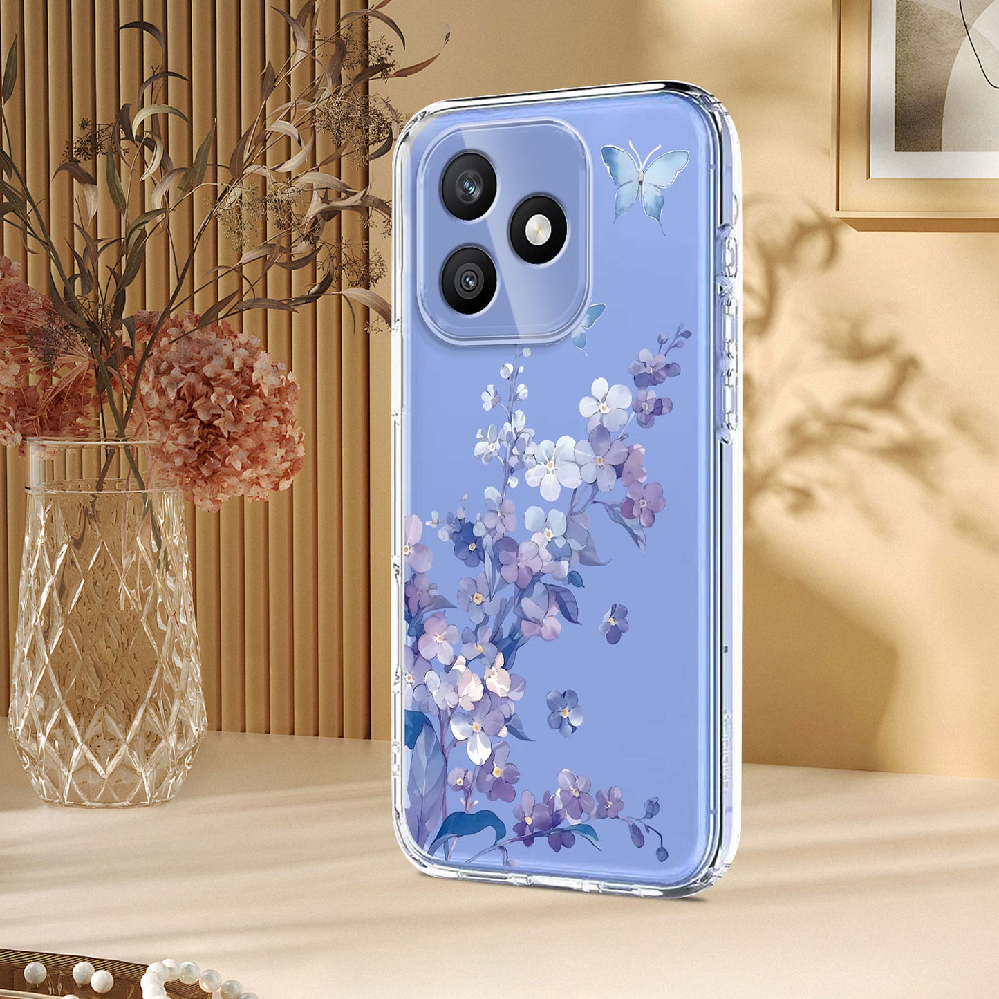 For Honor X8d 4G Case Butterfly Floral Pattern Printing TPU Phone Back Cover