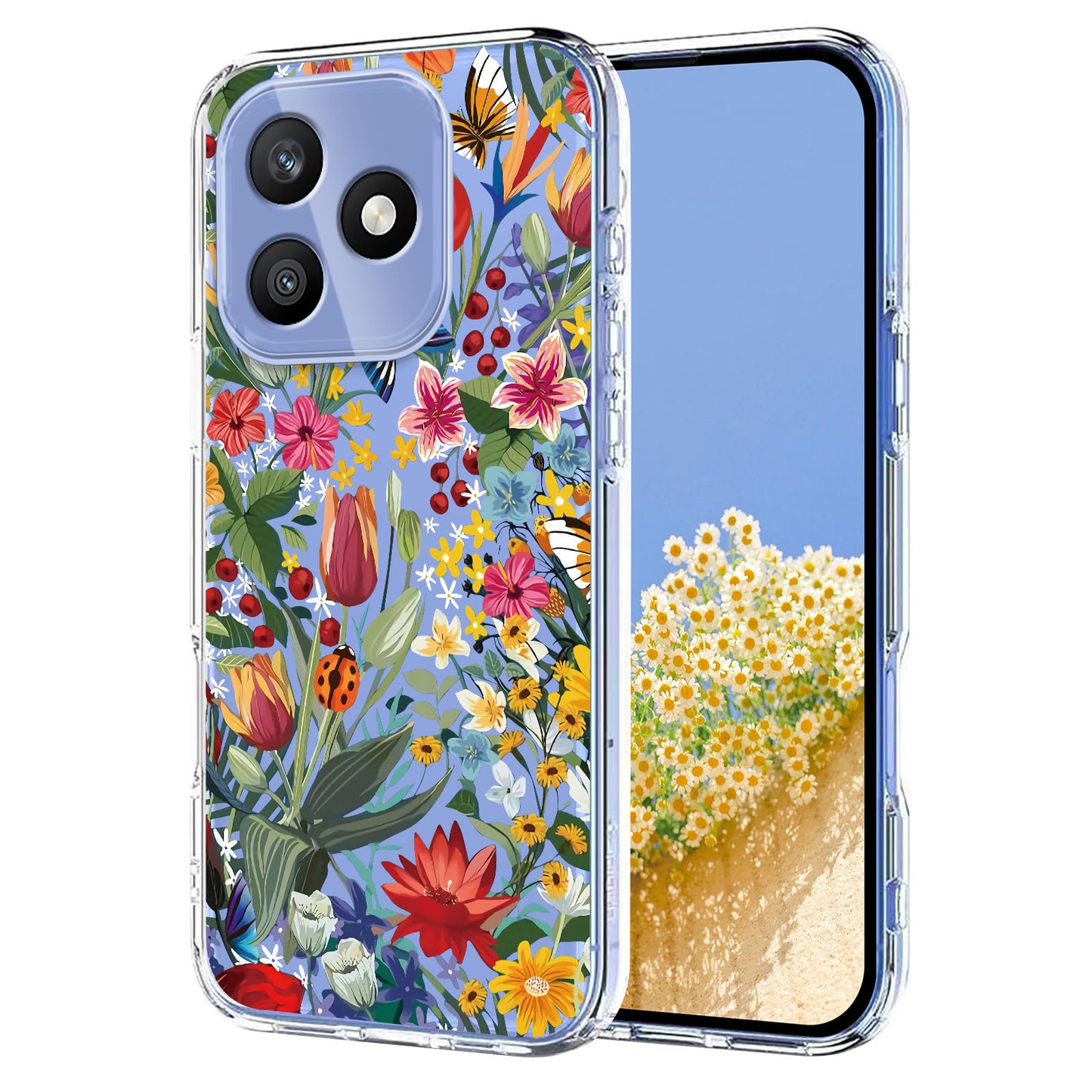 For Honor X8d 4G Case Butterfly Floral Pattern Printing TPU Phone Back Cover