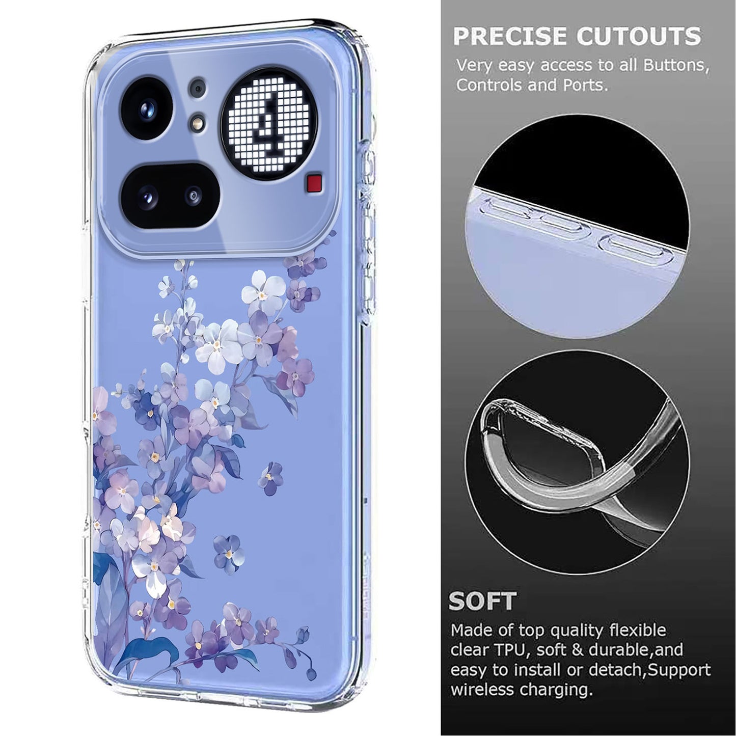 For Nothing Phone (4a) Pro Case Butterfly Floral Pattern Printing TPU Phone Back Cover