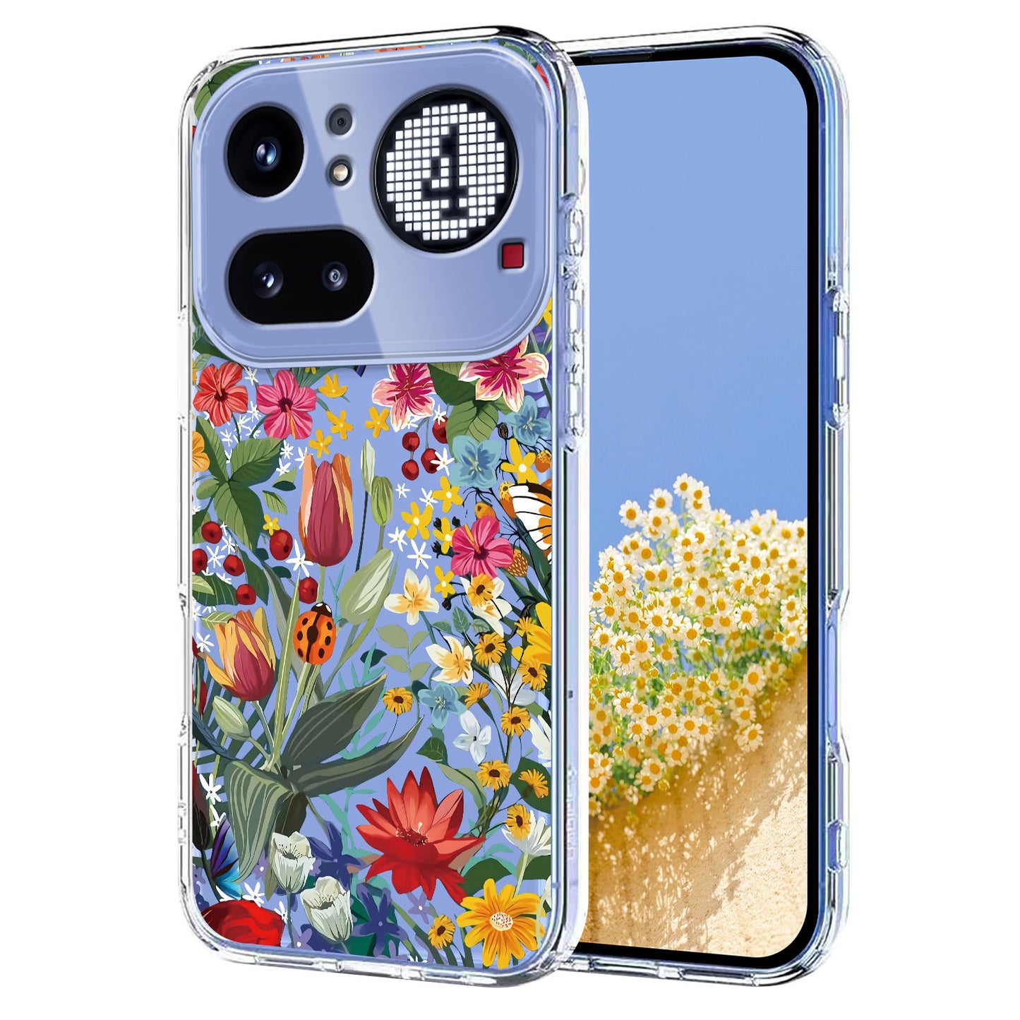 For Nothing Phone (4a) Pro Case Butterfly Floral Pattern Printing TPU Phone Back Cover