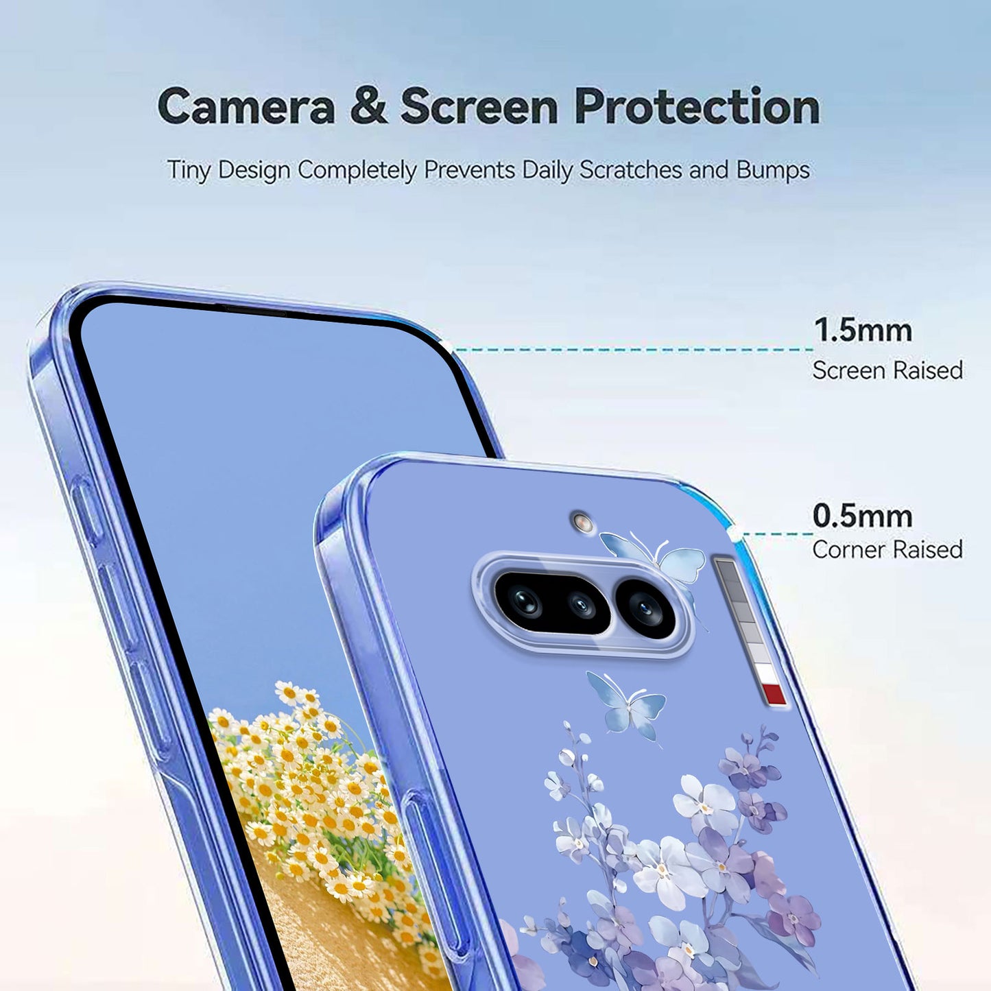 For Nothing Phone (4a) Case Butterfly Floral Pattern Printing TPU Phone Back Cover
