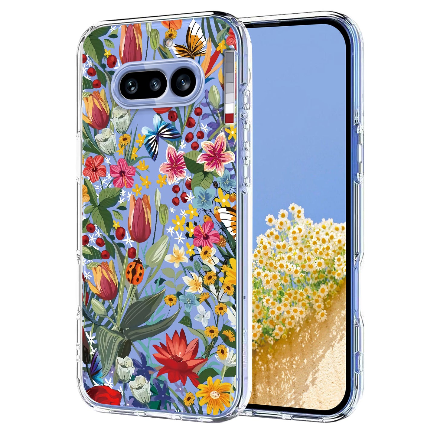 For Nothing Phone (4a) Case Butterfly Floral Pattern Printing TPU Phone Back Cover