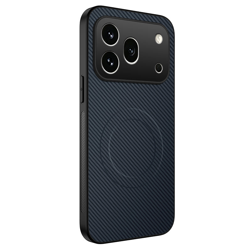 WANLONFENG For Honor 600 Pro 5G TQ Series Magnetic Case Carbon Fiber Texture PC TPU Phone Cover