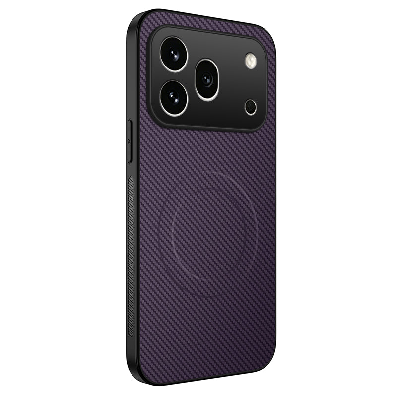 WANLONFENG For Honor 600 Pro 5G TQ Series Magnetic Case Carbon Fiber Texture PC TPU Phone Cover