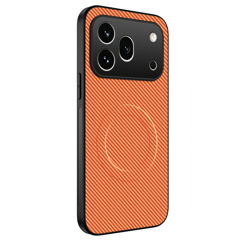 WANLONFENG For Honor 600 Pro 5G TQ Series Magnetic Case Carbon Fiber Texture PC TPU Phone Cover