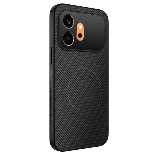 Honor 600 5G Handyhülle – WANLONFENG Magnetisches Gehäuse der TQ-Serie, Karbonfaser-Textur, PC-TPU