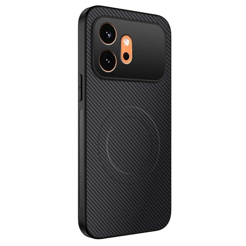 WANLONFENG For Honor 600 5G TQ Series Magnetic Case Carbon Fiber Texture PC TPU Phone Cover
