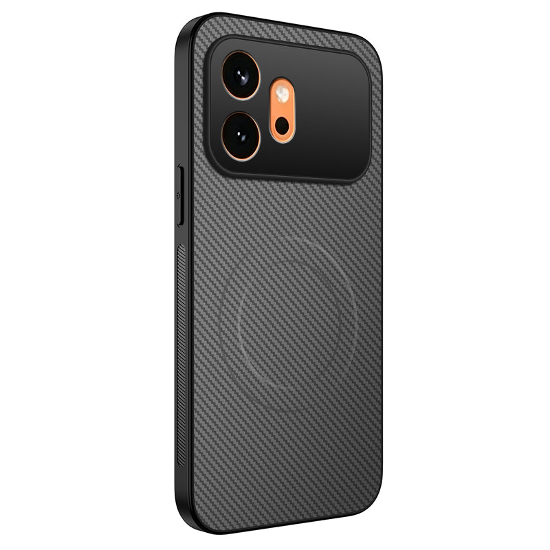 WANLONFENG For Honor 600 5G TQ Series Magnetic Case Carbon Fiber Texture PC TPU Phone Cover