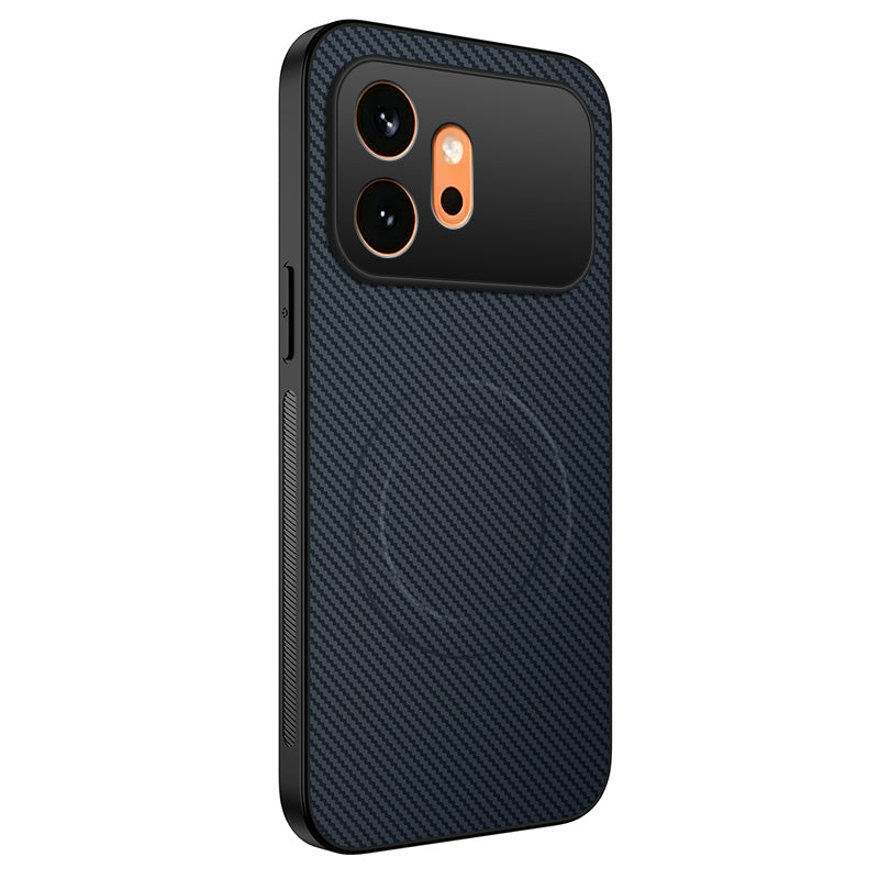 WANLONFENG For Honor 600 5G TQ Series Magnetic Case Carbon Fiber Texture PC TPU Phone Cover
