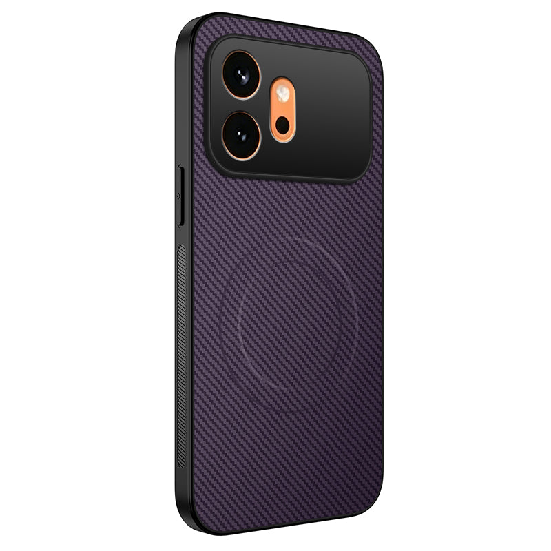 WANLONFENG For Honor 600 5G TQ Series Magnetic Case Carbon Fiber Texture PC TPU Phone Cover