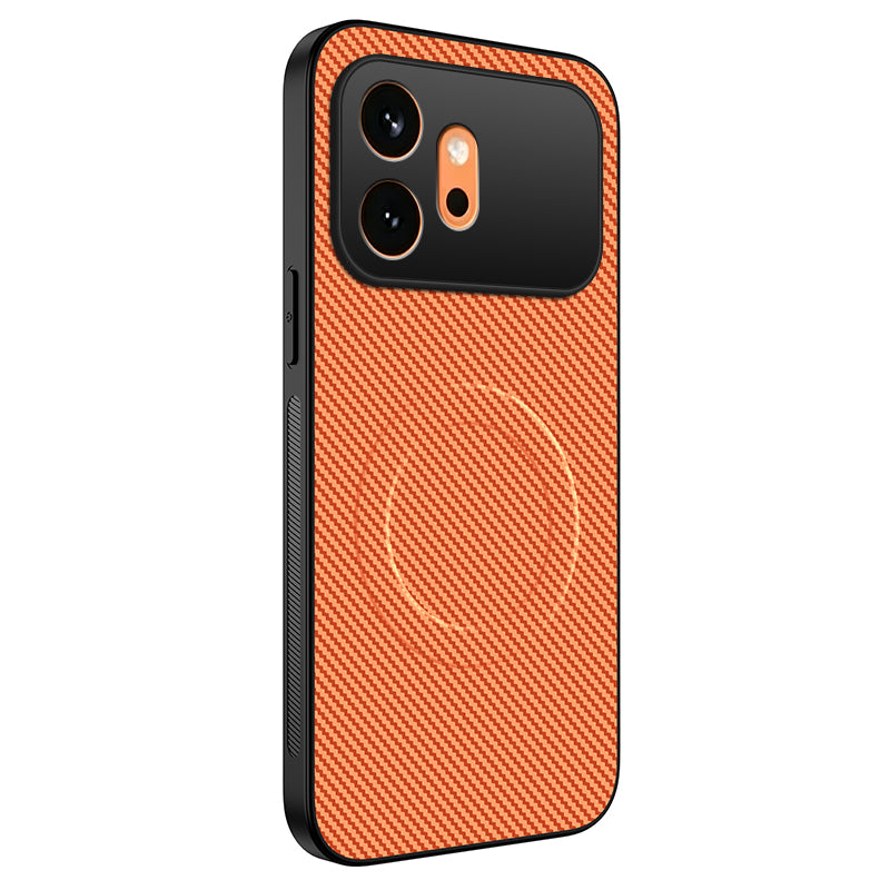 WANLONFENG For Honor 600 5G TQ Series Magnetic Case Carbon Fiber Texture PC TPU Phone Cover