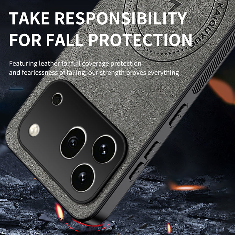 WANLONFENG For Honor 600 Pro 5G SD1 Series Magnetic Case Nappa Texture PC TPU Phone Cover