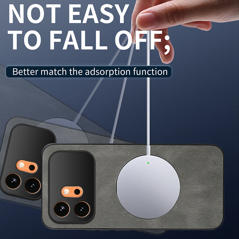 WANLONFENG For Honor 600 5G SD1 Series Magnetic Case Nappa Texture PC TPU Phone Cover