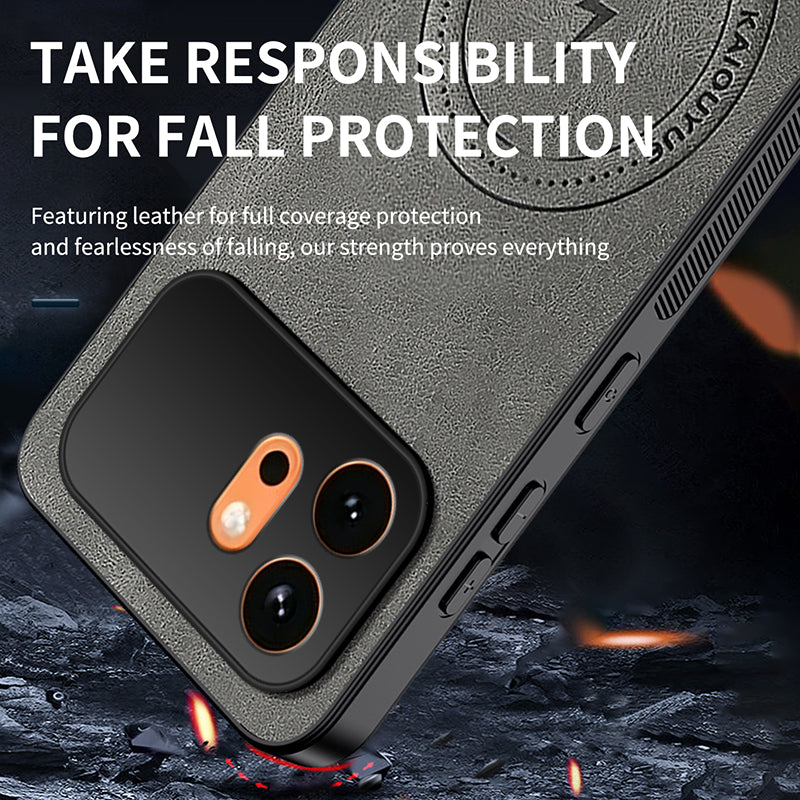 WANLONFENG For Honor 600 5G SD1 Series Magnetic Case Nappa Texture PC TPU Phone Cover