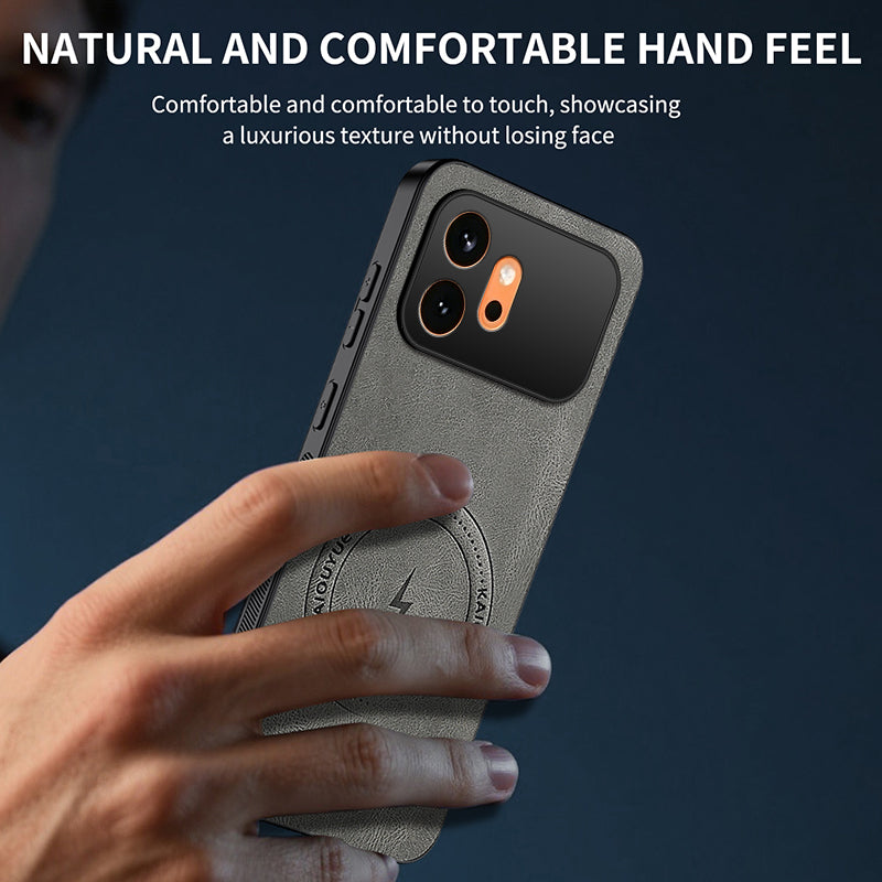 WANLONFENG For Honor 600 5G SD1 Series Magnetic Case Nappa Texture PC TPU Phone Cover