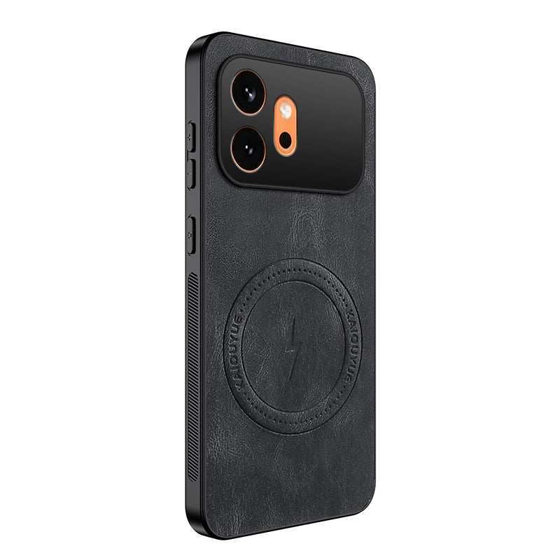 WANLONFENG For Honor 600 5G SD1 Series Magnetic Case Nappa Texture PC TPU Phone Cover
