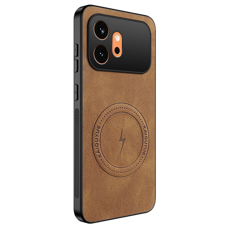WANLONFENG For Honor 600 5G SD1 Series Magnetic Case Nappa Texture PC TPU Phone Cover