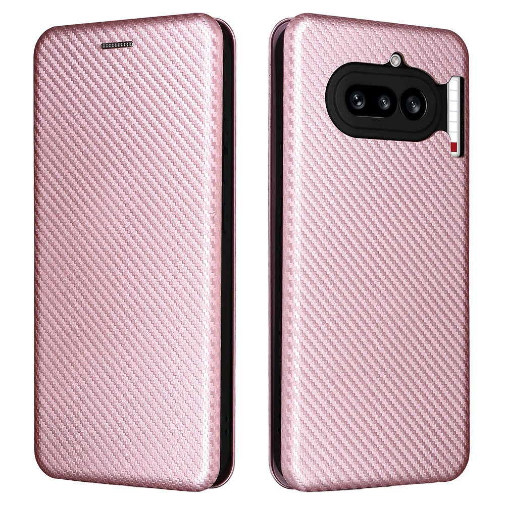 Nothing Phone (4a) Wallet-Handyhülle – Mit Carbonfaser-Textur, Kartenhalter, Lederständer