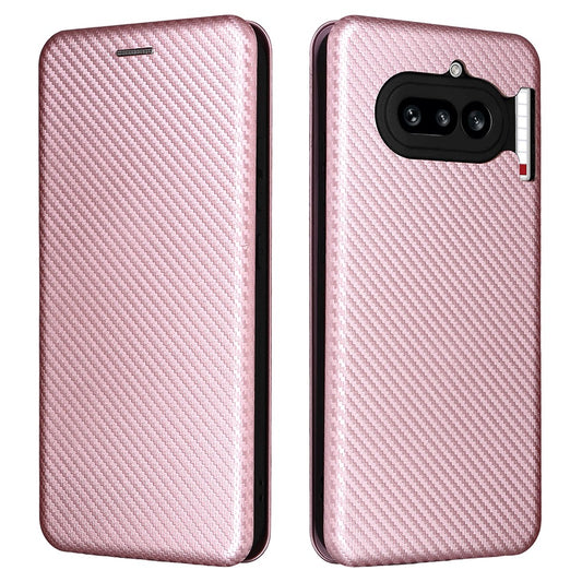 Nothing Phone (4a) Wallet-Handyhülle – Mit Carbonfaser-Textur, Kartenhalter, Lederständer