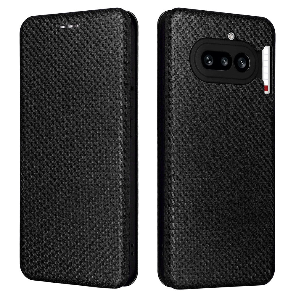 Nothing Phone (4a) Wallet-Handyhülle – Mit Carbonfaser-Textur, Kartenhalter, Lederständer