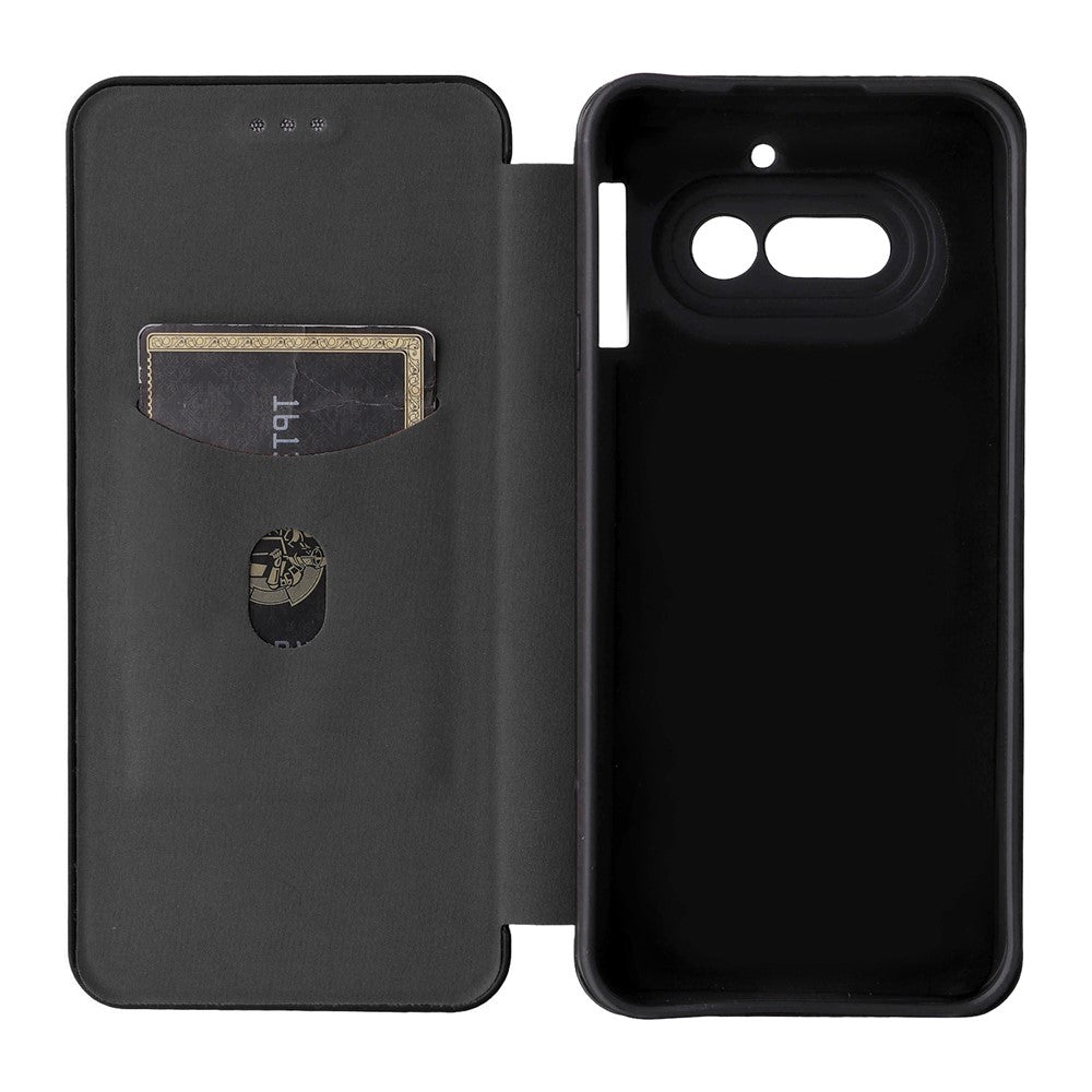 Nothing Phone (4a) Wallet-Handyhülle – Mit Carbonfaser-Textur, Kartenhalter, Lederständer