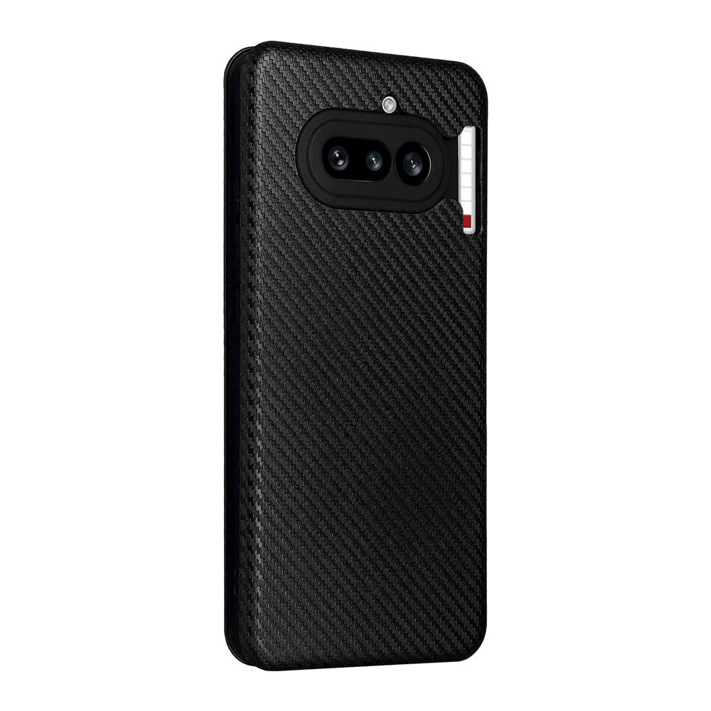 Nothing Phone (4a) Wallet-Handyhülle – Mit Carbonfaser-Textur, Kartenhalter, Lederständer