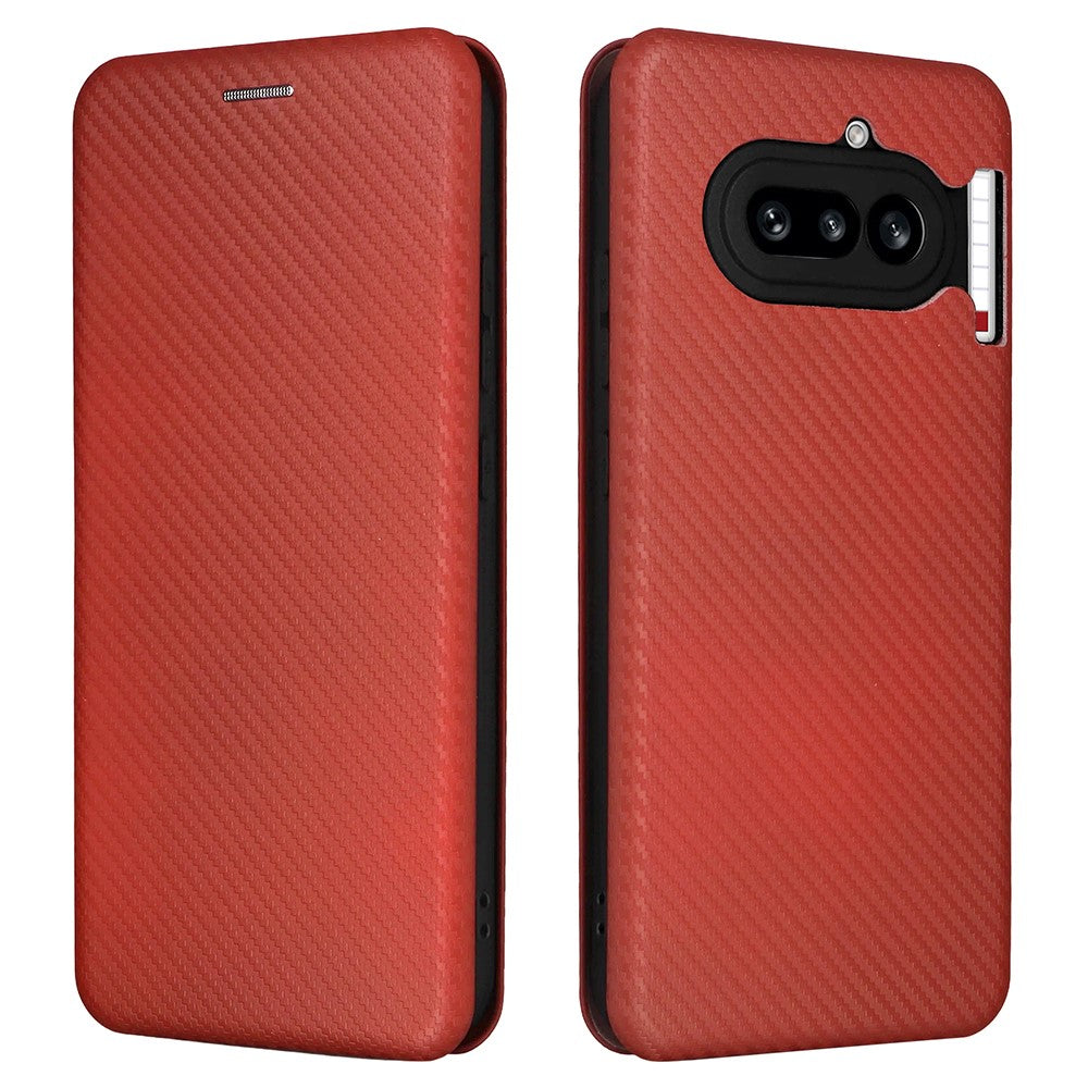 Nothing Phone (4a) Wallet-Handyhülle – Mit Carbonfaser-Textur, Kartenhalter, Lederständer