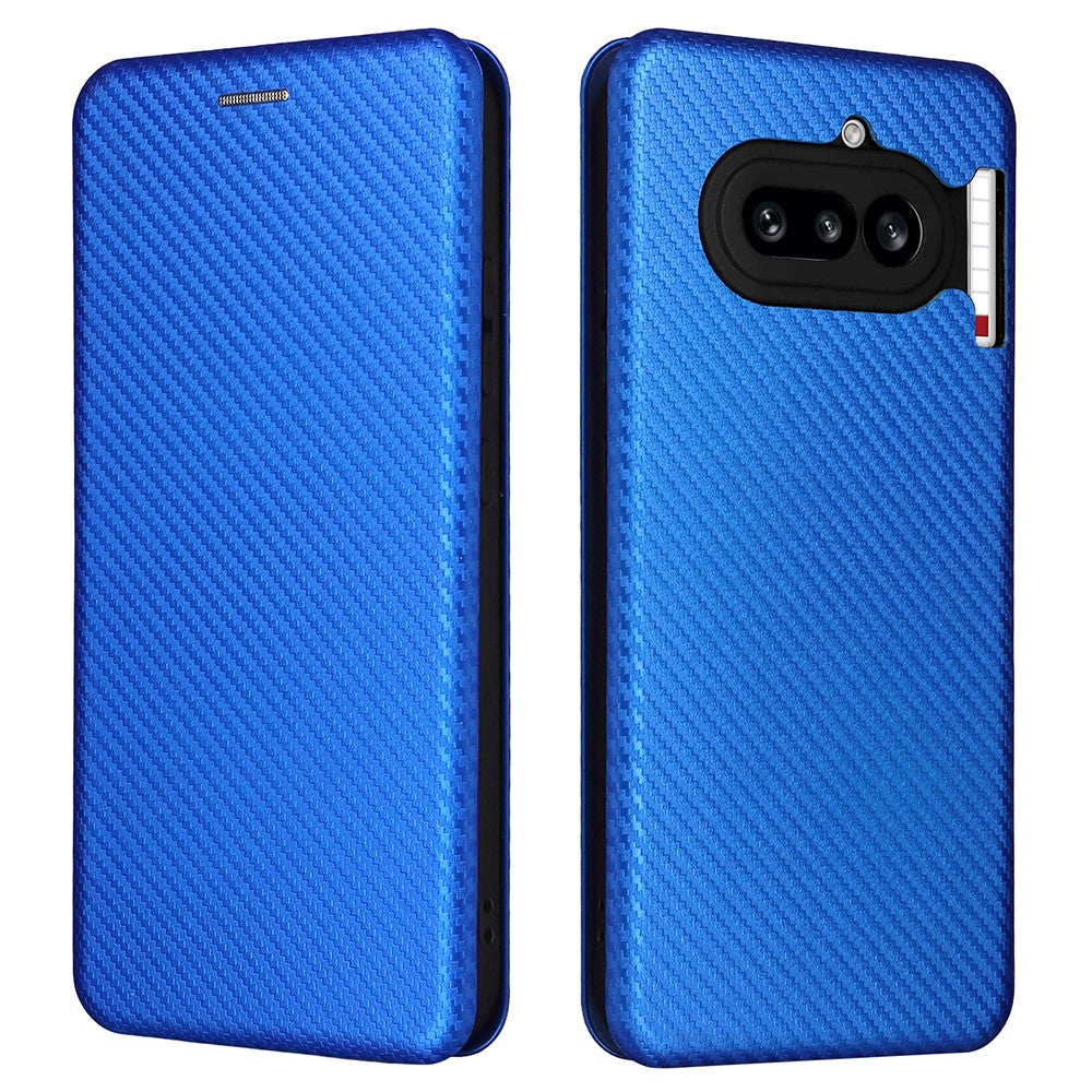 Nothing Phone (4a) Wallet-Handyhülle – Mit Carbonfaser-Textur, Kartenhalter, Lederständer