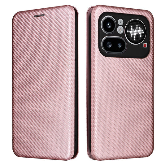 Nothing Phone (4a) Pro Wallet-Handyhülle – Mit Carbonfaser-Textur, Kartenhalter, Lederständer