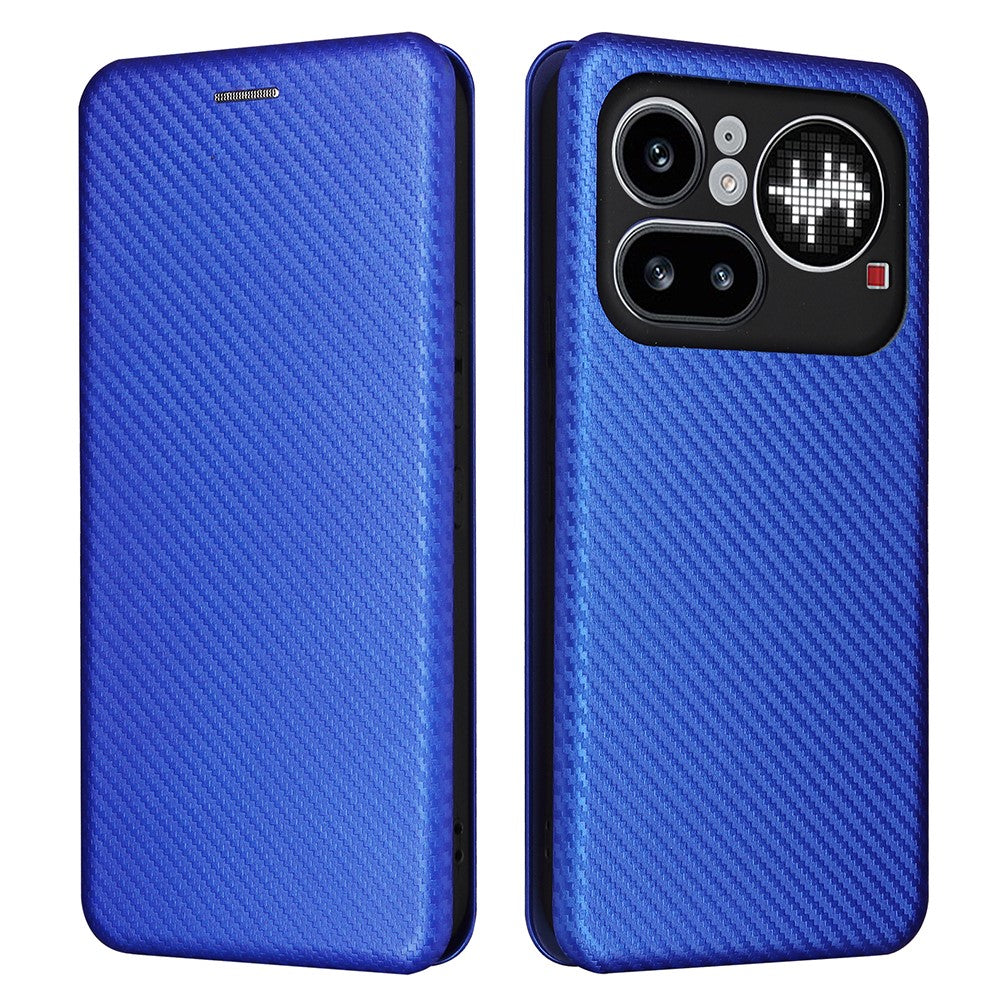 Nothing Phone (4a) Pro Wallet-Handyhülle – Mit Carbonfaser-Textur, Kartenhalter, Lederständer