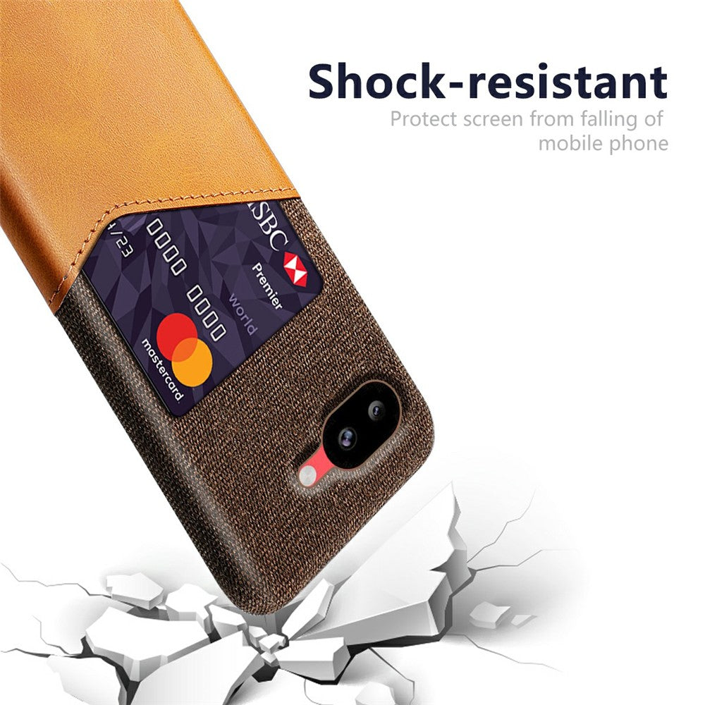 For Google Pixel 10a Case PU Leather Cloth Texture Hard PC Phone Cover with Card Holder