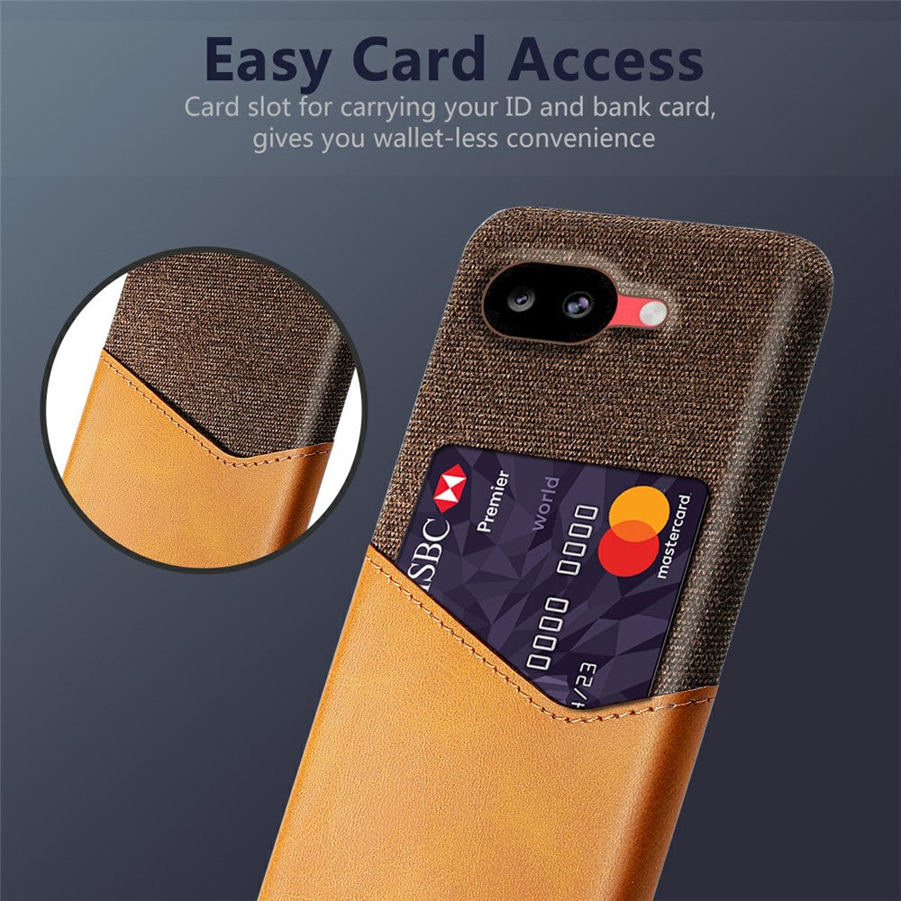 For Google Pixel 10a Case PU Leather Cloth Texture Hard PC Phone Cover with Card Holder