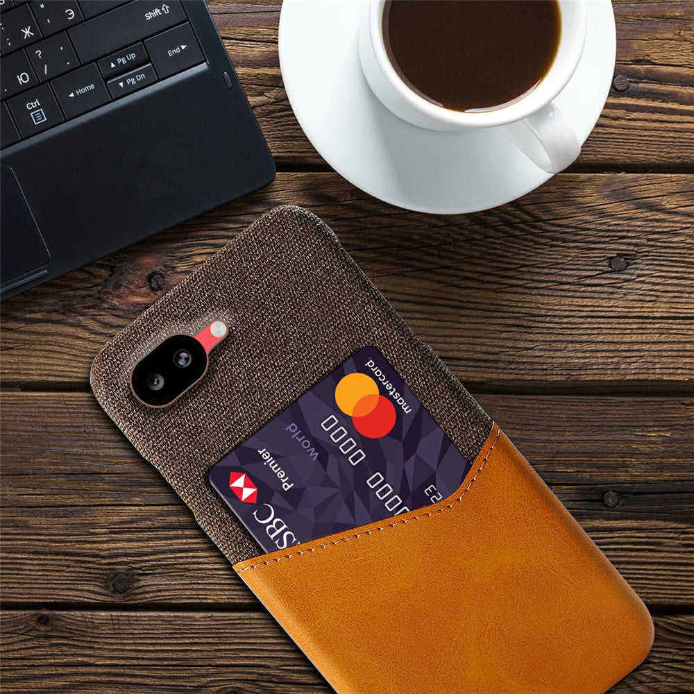 For Google Pixel 10a Case PU Leather Cloth Texture Hard PC Phone Cover with Card Holder