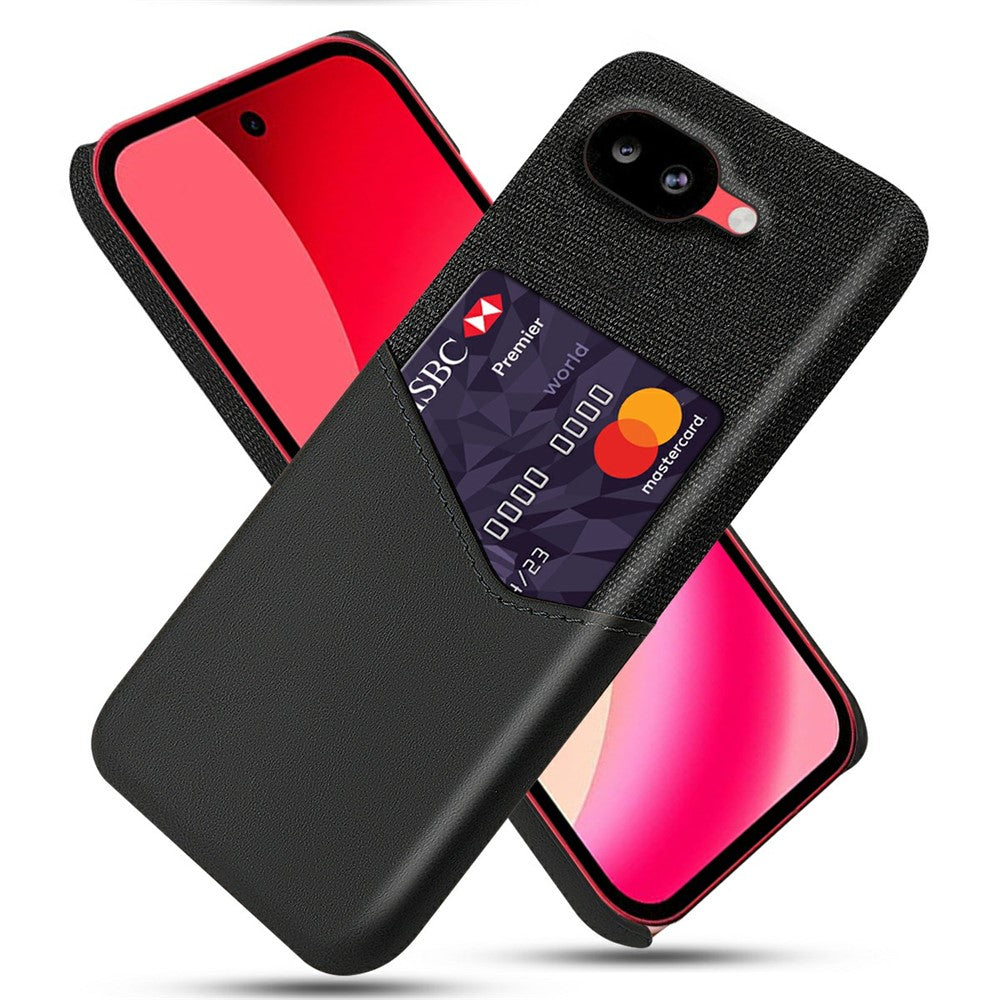 For Google Pixel 10a Case PU Leather Cloth Texture Hard PC Phone Cover with Card Holder