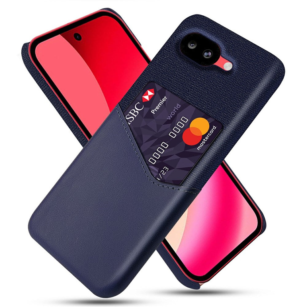 For Google Pixel 10a Case PU Leather Cloth Texture Hard PC Phone Cover with Card Holder