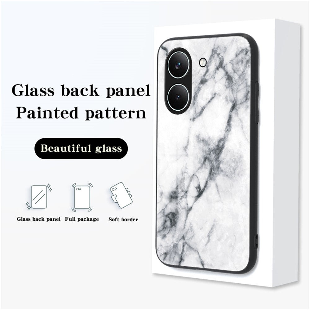 Phone Case For Xiaomi Poco X8 Pro 5G  /  Redmi Turbo 5 5G Marble Pattern Tempered Glass + PC + TPU Protective Phone Cover
