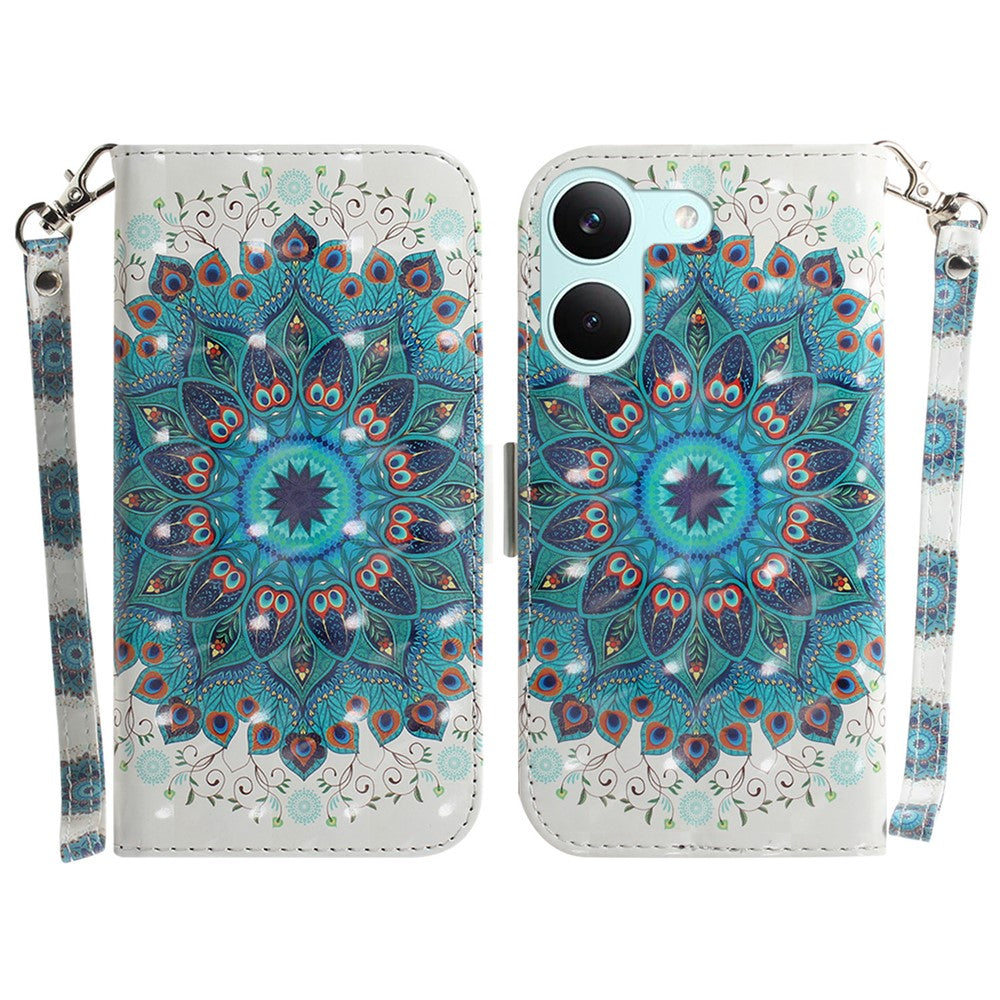 For Xiaomi Poco X8 Pro 5G / Redmi Turbo 5 5G Case Pattern Printing Leather Wallet Phone Cover with Wrist Strap