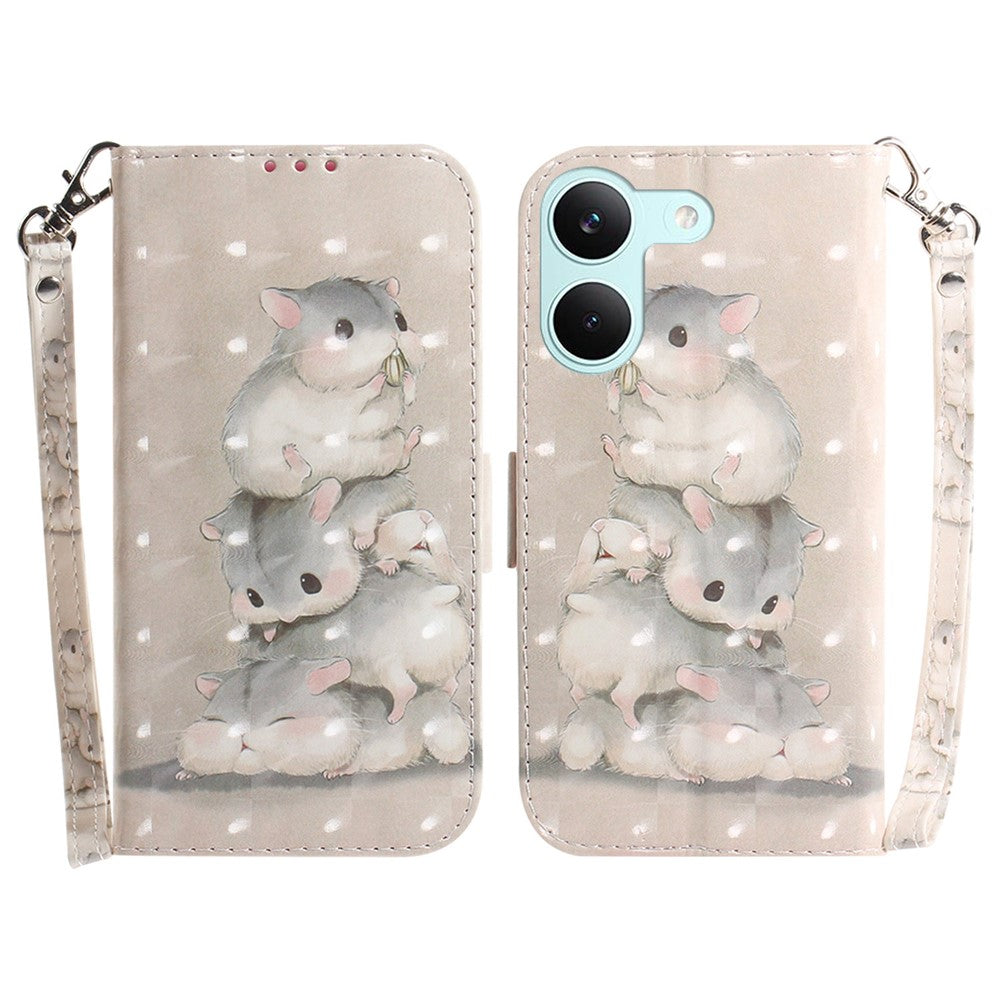 For Xiaomi Poco X8 Pro 5G / Redmi Turbo 5 5G Case Pattern Printing Leather Wallet Phone Cover with Wrist Strap