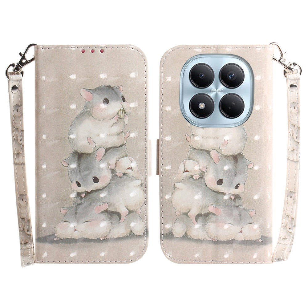 For Xiaomi Redmi Note 15 Pro 4G (Global) Case Pattern Printing Leather Wallet Phone Cover with Wrist Strap