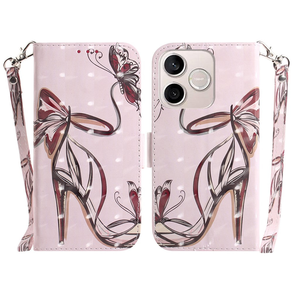 For Honor 600 Lite 5G Case Pattern Printing Leather Wallet Phone Cover with Wrist Strap