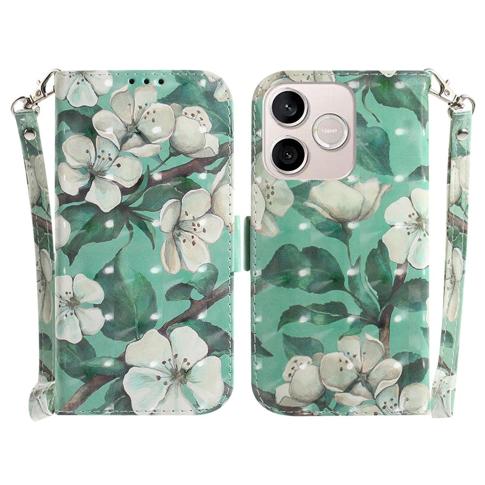 For Honor 600 Lite 5G Case Pattern Printing Leather Wallet Phone Cover with Wrist Strap