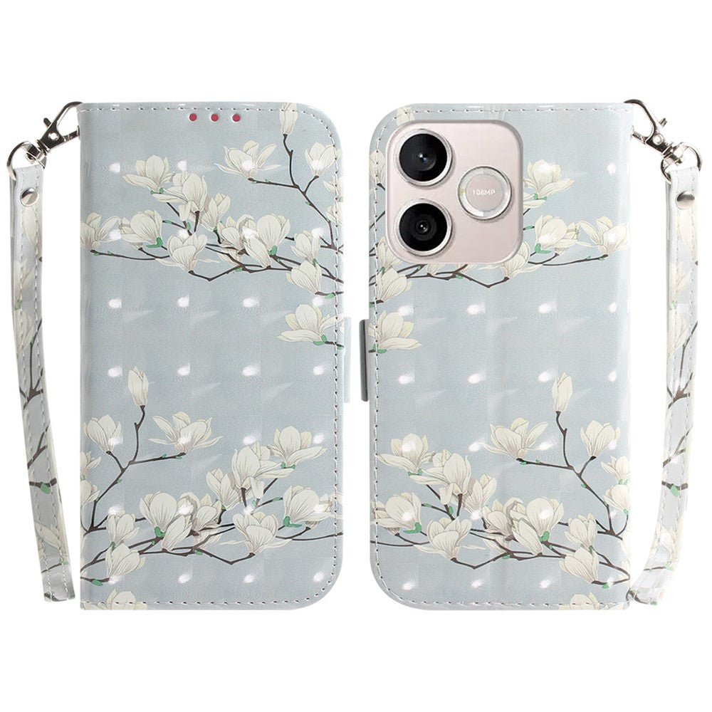 For Honor 600 Lite 5G Case Pattern Printing Leather Wallet Phone Cover with Wrist Strap
