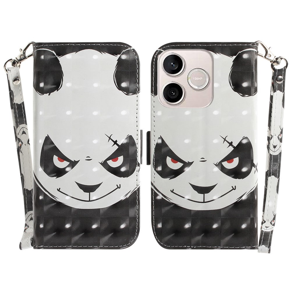 For Honor 600 Lite 5G Case Pattern Printing Leather Wallet Phone Cover with Wrist Strap