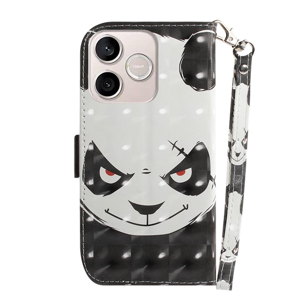 For Honor 600 Lite 5G Case Pattern Printing Leather Wallet Phone Cover with Wrist Strap
